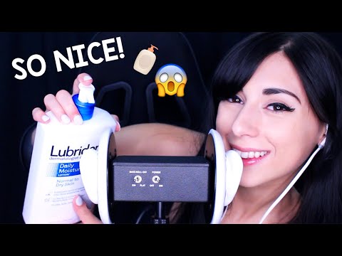 ASMR Ear Massage with Lotion (Mouth Sounds, Inaudible Whisper, tk - 3dio Mic) MEGA TINGLES!