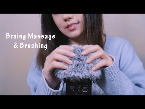 [ASMR] BRAIN MASSAGE & Brushing | Fluffy Windscreen | Touching & Sweeping (No Talking)
