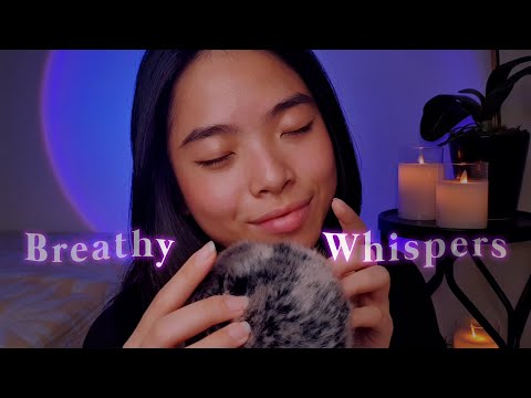 ASMR Breathy Whispers & Fluffy Mic Touching 🌬️ Relaxing Trigger Words