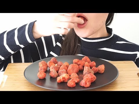 ASMR Eating Sounds: Freeze Dried Strawberries (No Talking)