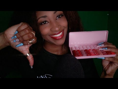 ASMR Lipgloss Application Try-On 👎 (Gum Chewing, Lipstick Pump Sounds, Whispering)