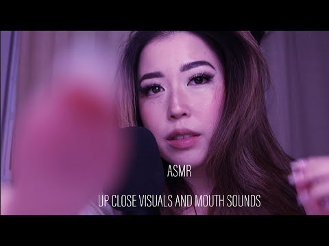 ASMR Up close visuals with mouth sounds, hand sounds, and more! (night time tingles)