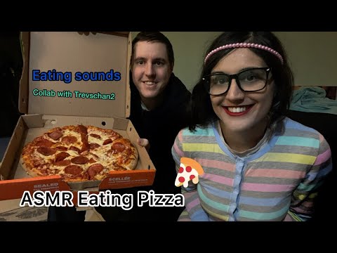 ASMR Eating Pizza Whisper 🍕 With Trevschan2 (Collab) Eating Sounds ♡