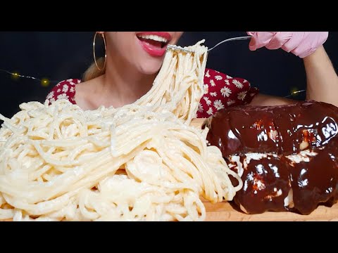 ASMR | Chocolate Nutella Croissant & Cheesy Creamy Pasta ( Eating Show, Eating Sounds) MUKBANG