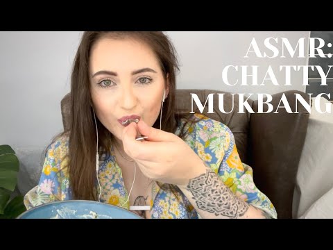 ASMR: CHATTY MUKBANG - pasta and friendly conversation || whispers || English accent || chat with me