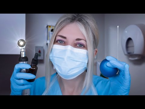 ASMR Ear Exam, Deep Ear Cleaning and Massage - Otoscope, Fizzy Drops, Picking, Brushing, Gloves