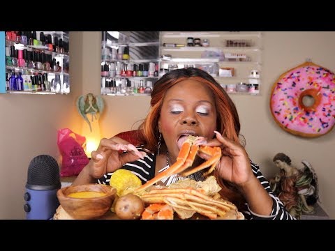 ASMR Crab Leg Boil Eating Sounds With Spicy Garlic Butter