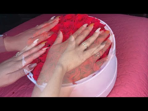 ASMR- Layered Hand Movements + Rose Rubbing + Scratching 🙌🏽💕 (VISUAL TRIGGERS + FIREPLACE SOUNDS) 😴🔥