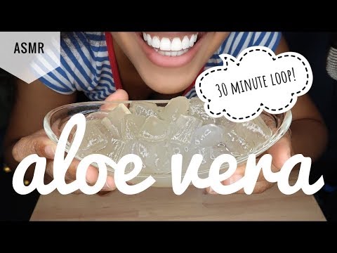 ASMR LOOPED Mango Flavored Aloe Vera | SOFT CRUNCHY EATING SOUNDS | No Talking (Subscriber Request)