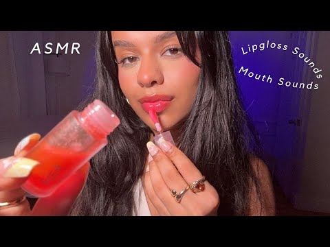 ASMR~ Sticky Lipgloss Application + Mouth Sounds (Whispers & Tapping)