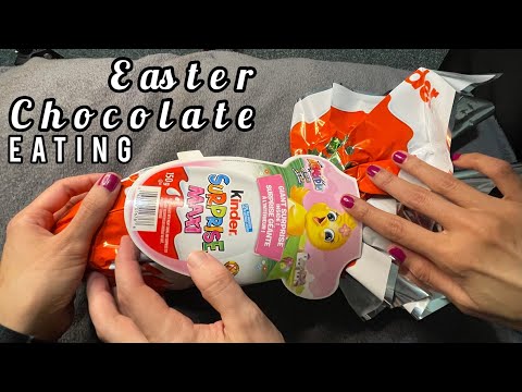 ASMR eating Easter chocolate (Together) - Eating Sounds( With Crinkle Package Sounds!)
