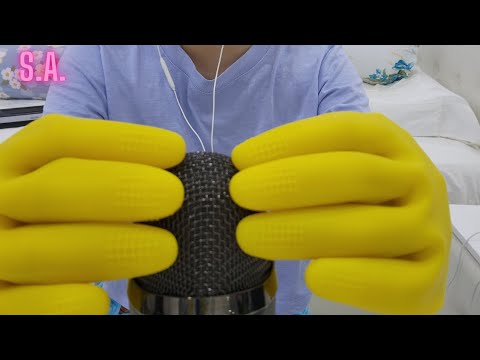 Asmr | Yellow Rubber Gloves - Squeezing, Clapping, Hand Movement & Rubbing Sound (Quiet)