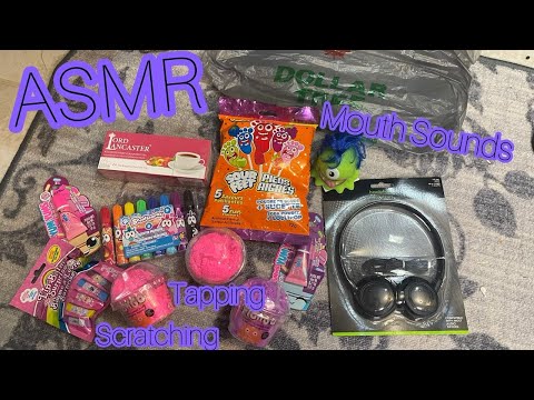 ASMR Tapping Scratching Mouth Sounds - Whispering [Dollar Tree Haul] 🛍