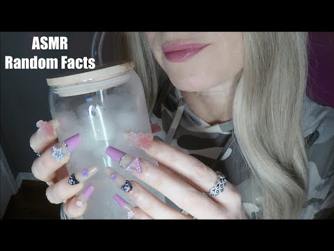 ASMR Gum Chewing Random Facts | Water Drinking | Whispered, Long Nail Tapping