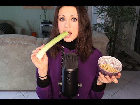 [ASMR] Eating Sounds ~ Healthy Crunchy Snacks ~ Nuts ~ Celery ~ Water Sounds