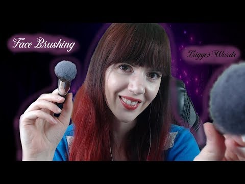 [ASMR] Face Brushing with Tingly Trigger words (Stipple, Chocolate...)