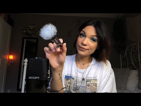 ASMR- Brushing Your Face, Mouth Sounds, and Whispering