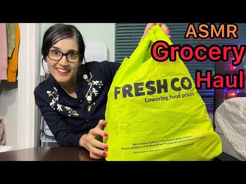 ASMR Grocery Store Haul - Tapping, Scratching and Crinkles (whispering)🥕🍅🥤🍵🍞🧼🧴🍓🛍🛒
