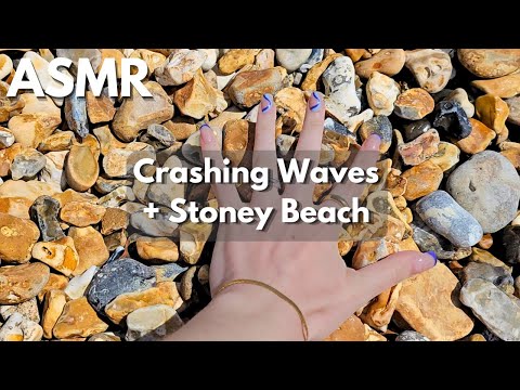 Relaxing stoney beach ASMR + Natural crashing wave sounds
