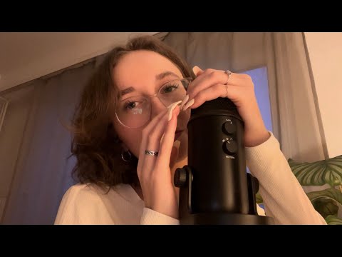 ASMR cupped inaudible whispering with nail tapping and bare mic scratching