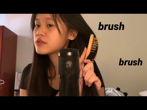 ASMR hair brushing + brush sounds