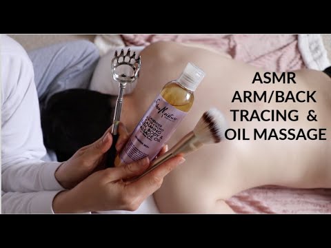 ASMR | ARM trace, brush & OIL MASSAGE + Bonus Back & Shoulder Massage ♡