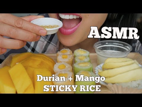 ASMR Mango + Durian Sticky Rice (SOFT EATING SOUND) NO TALKING | SAS-ASMR