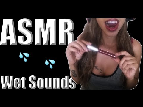 {ASMR} wet mouth sounds | lip stick applying| tongue clicking