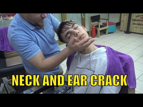 ASMR TURKISH BARBER MASSAGE=NECK - EAR CRACK=head,back,ear,face,neck,foot,sleep,wire massage therapy