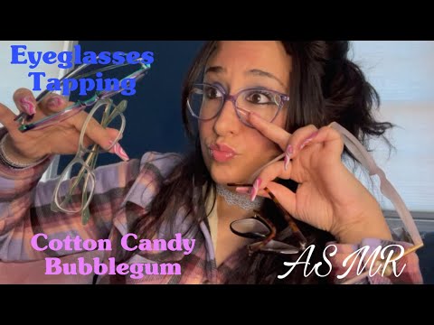 GET TINGLES!! ASMR GUM Blowing/Glasses & Collarbone Tapping/Hand Movements/Squishy Mouth Sounds 👄