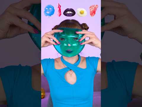 ASMR Emoji Jelly Face Mask, Chewy Lips, Sour Candy Mukbang #shorts