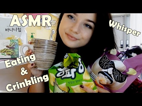 [ASMR] Korean Snacks & Tea (Whispering, Eating, Drinking and Crinkling Sounds)
