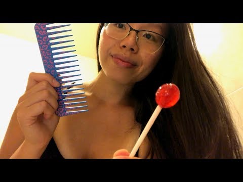 ASMR Combing + Degreasing My Hair While Eating a L0LLIP0P + STORY TIME TIINGLES!! 🍭💆🏻
