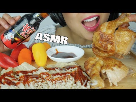 ASMR FIRE SAUCE + ROTISSERIE CHICKEN (EATING SOUNDS) NO TALKING | SAS-ASMR