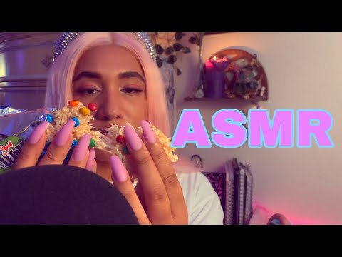 ASMR | Rice Crispy Treat Sticky Sounds | candy mukbang + soft whispers