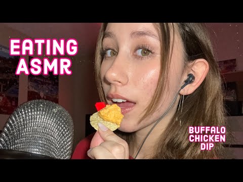 ASMR | eating buffalo chicken dip +explaining my recipe (crisp eating sounds)