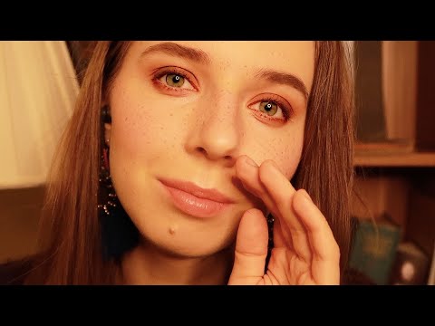 ASMR Close up whisper ramble. Face touching and hand movements. For sleep and relaxation.
