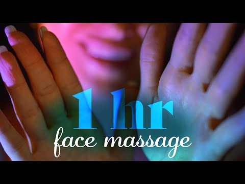 ASMR ~ 1 hr Face Massage ~ Oil, Foam, Lotion, Layered Sounds, Personal Attention, Closeup