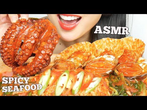 ASMR ABALONE + SCALLOPS + OCTOPUS SPICY SEAFOOD BOIL (EATING SOUNDS) NO TALKING | SAS-ASMR