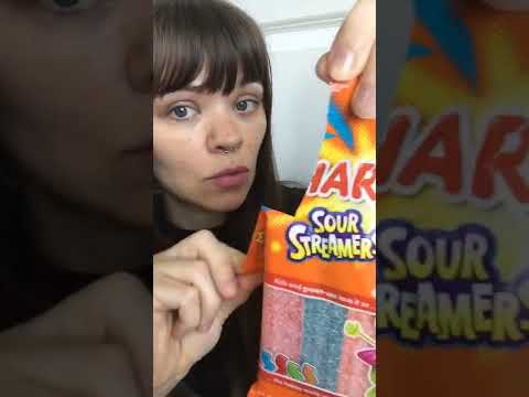 ASMR 🙀🍬 HARIBO SOUR STREAMERS ZING pt. 2 THE OPENING PLASTIC SOUNDS SATISFYING SUNNY #shorts