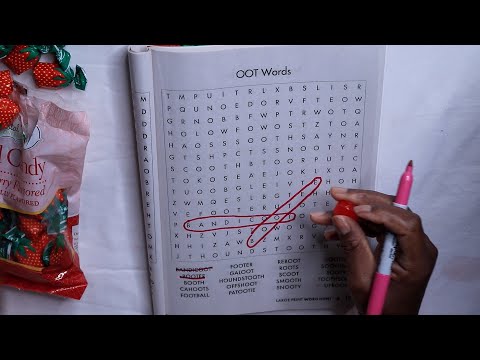 TRICKY WORD SEARCH ASMR EATING SOUNDS STRAWBERRY FILLING CANDY