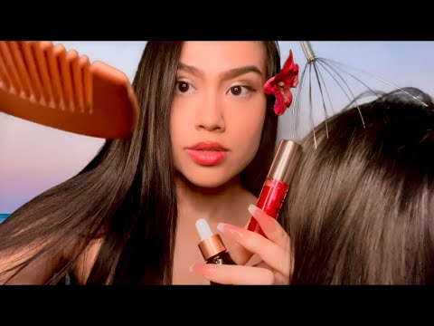 ASMR Full Pampering | Spa + Full Hair Treatment (haircut, scalp massage/scratching, makeup) Roleplay
