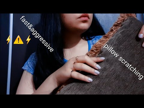 ASMR|Super fast and aggressive pillow scratching⚠️⚡⚠️