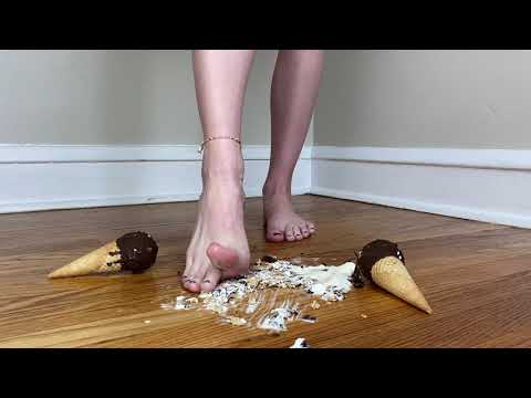 Barefoot Drumstick Ice Cream Cone Crush - Feet ASMR