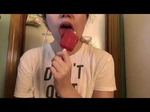 ASMR ~ Eating Watermelon Popsicle // Mouth Sounds and Licking Sounds