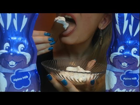 ASMR Easter :🐰🐇 chocolate bunny & cream licking