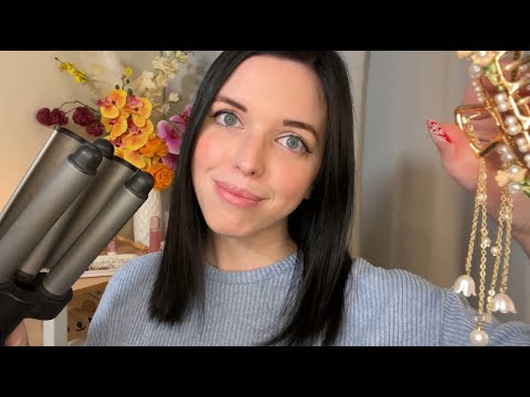 ASMR Hair Brushing, Crimping & Style 💙 | Soft Spoken, Personal Attention Roleplay, Hair Play
