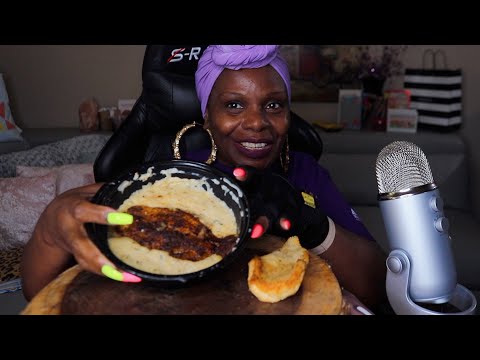 BLACKENED GRILL FISH AND GRITTS ASMR EATING SOUNDS