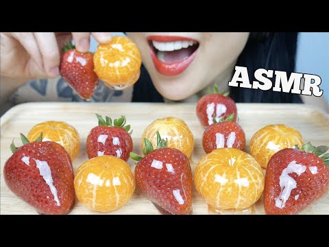 ASMR CANDIED FRUITS TANGHULU TANGERINE + STRAWBERRY (CRACKLING EATING SOUNDS) NO TALKING | SAS-ASMR