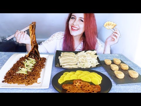 Jjajangmyeon & 3 Types Of Dumplings ~ Korean Feast | Full Face Eating Show 🥟🍜🥢